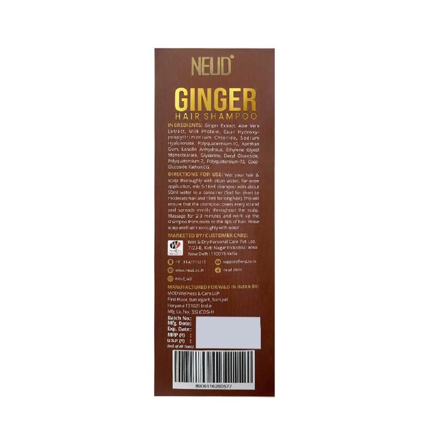 NEUD Ginger Hair Shampoo 300ml – Ships Worldwide from India