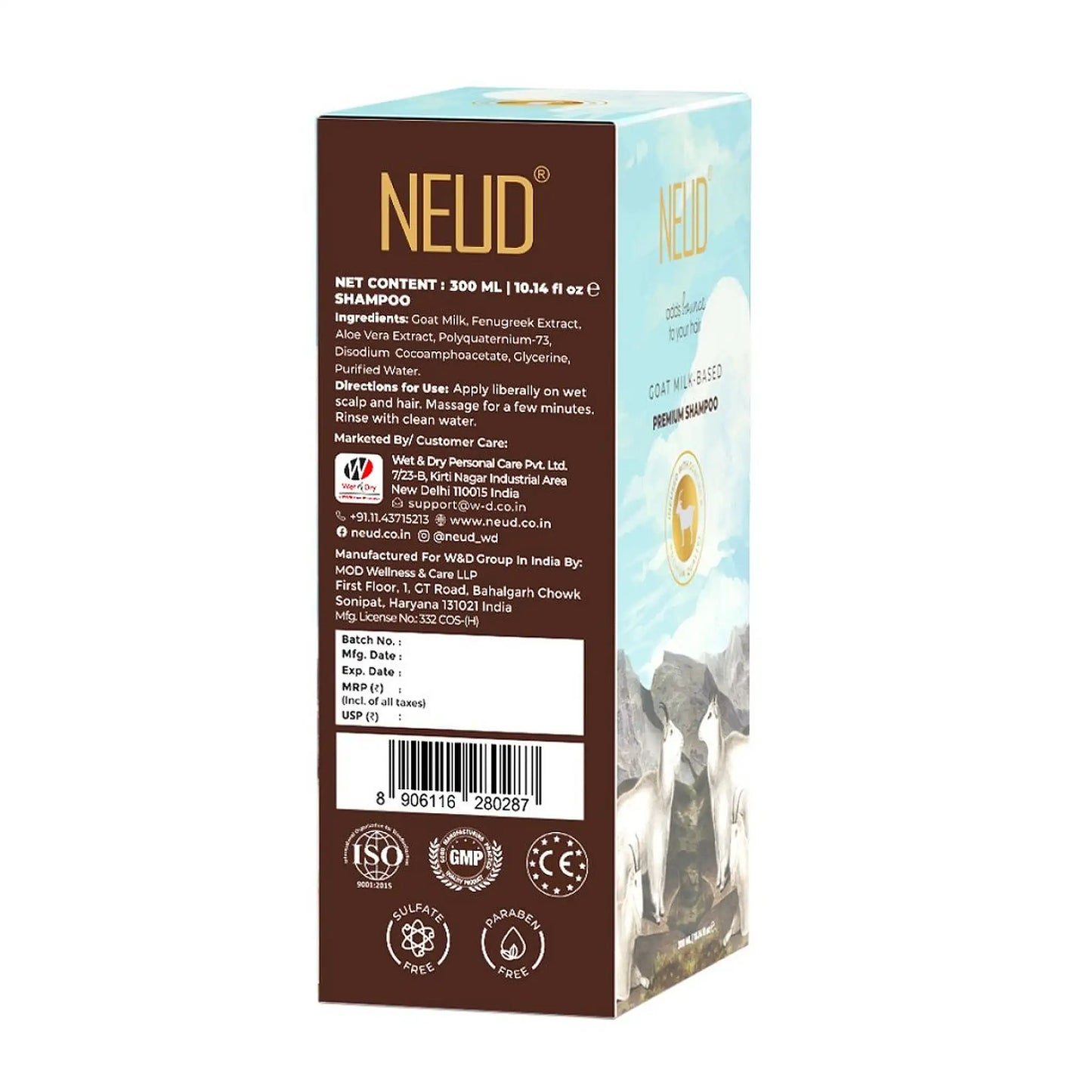 NEUD Goat Milk Shampoo 300ml - Shipped Worldwide From India