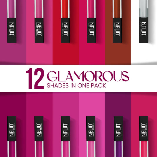 NEUD Lush Bella - 12 Shades of Glamorous Liquid Lipsticks in Every Pack