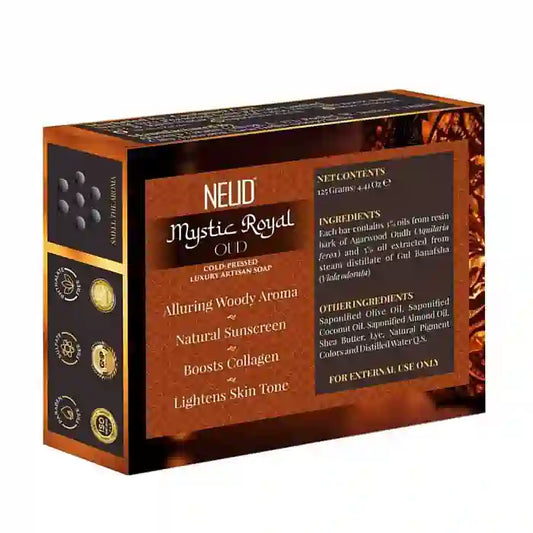 NEUD Mystic Royal Oud Luxury Artisan pH Balanced Cold-Pressed Handmade Soap 125g With Oudh and Gul Banafsha is Shipped Worldwide - everteen-neud.com