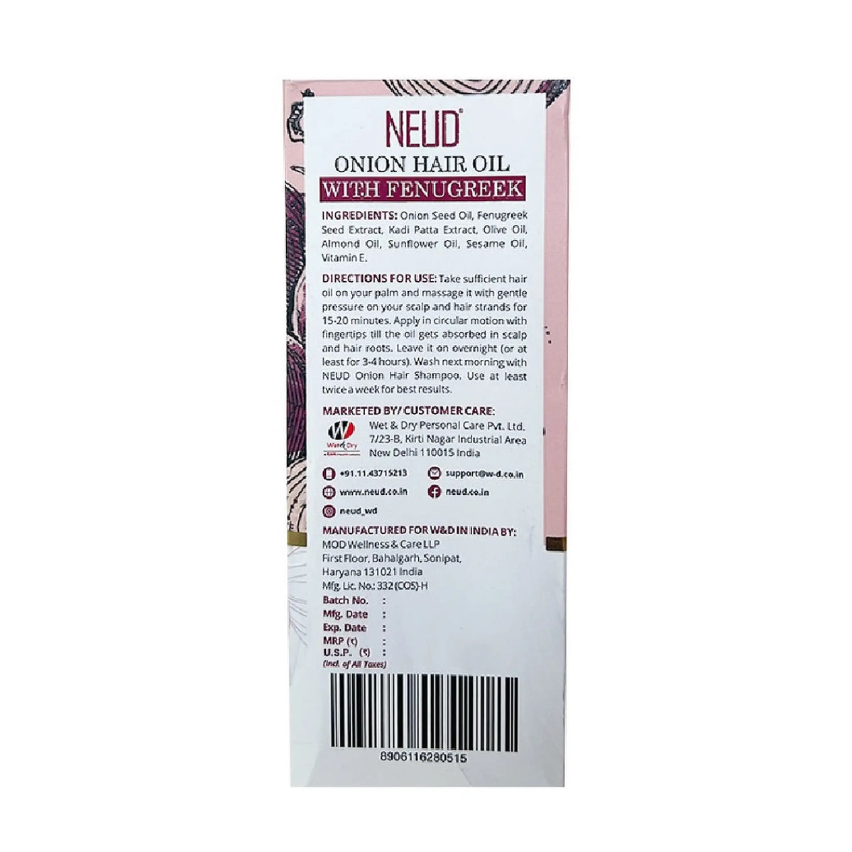 NEUD Onion Hair Oil with Fenugreek 150ml - Shipped Worldwide From India