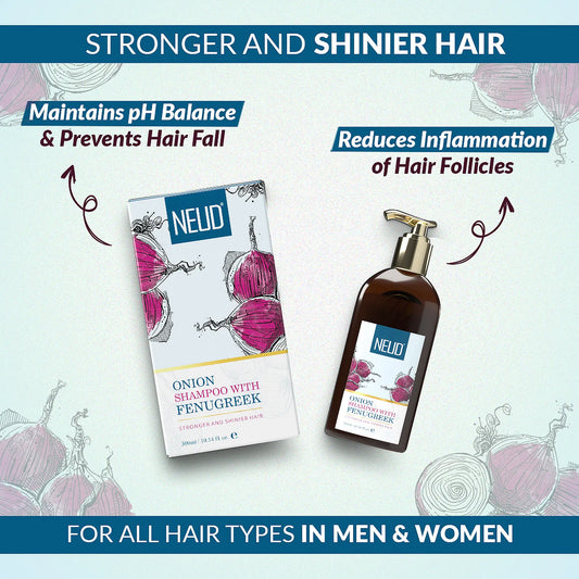 NEUD Premium Onion Hair Shampoo with Fenugreek - Helps Maintain pH Balance In All Hair Types