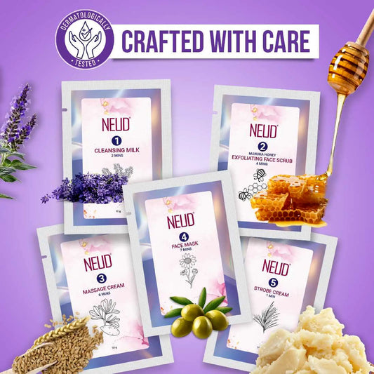 NEUD Party-Ready DIY Facial Kit with Strobe Cream is Dermatologically Tested and Contains 5 Sachets of 10g each - everteen-neud.com