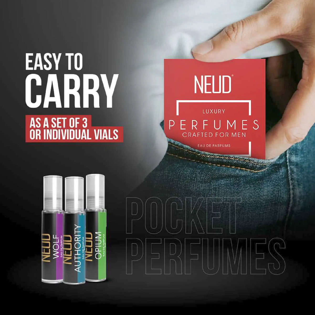Three NEUD Luxury Pocket Perfumes For Men - Easy To Carry In Pocket
