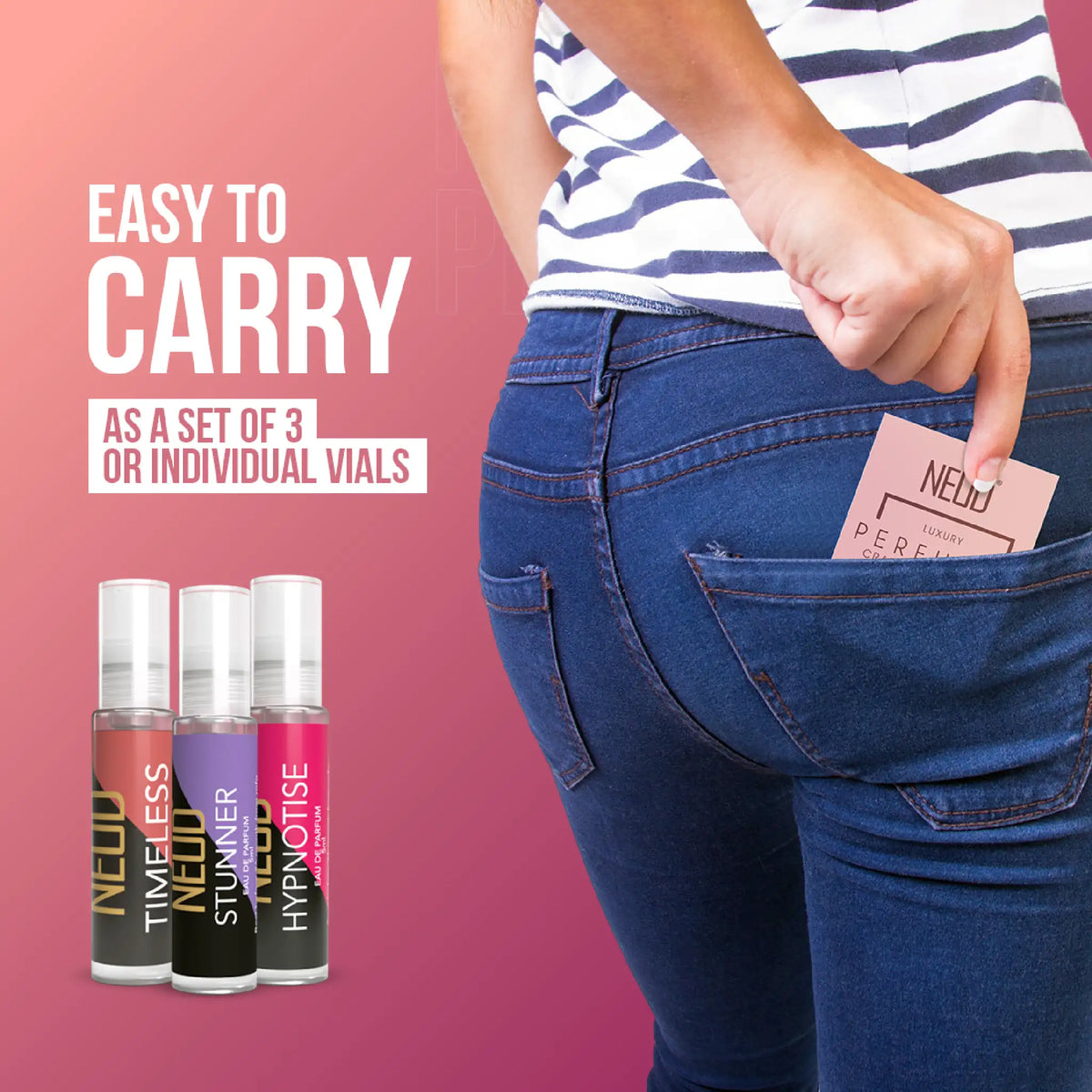 Three NEUD Luxury Pocket Perfumes For Women - Easy To Carry In Pocket