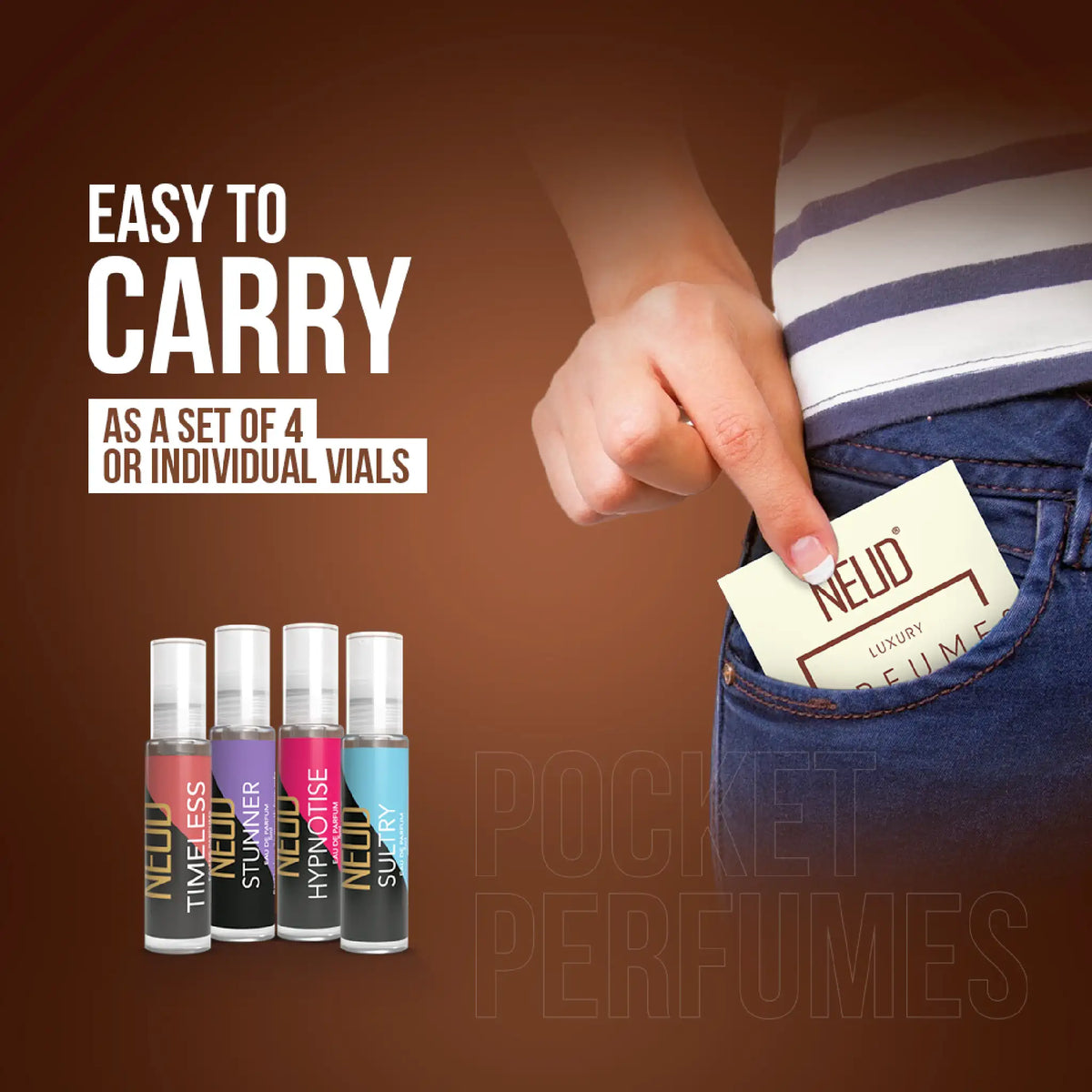NEUD Pocket Perfumes For Girls, Females and Women - Easy To Carry In A Pocket