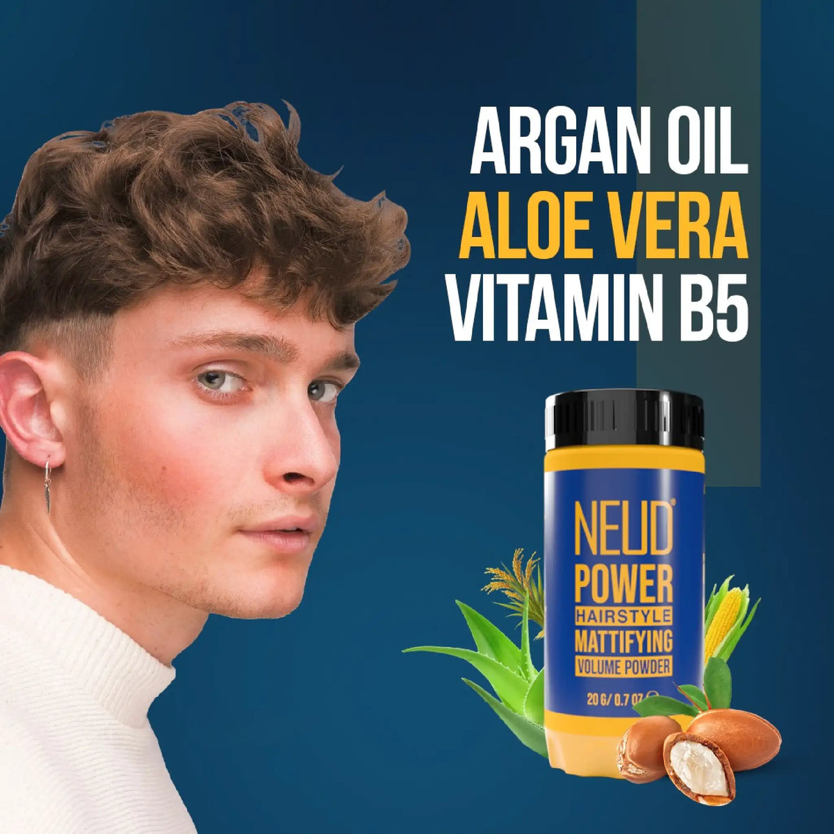 NEUD Power Hairstyle Mattifying Volume Powder Wax - Enriched With Vitamin B5, Aloe Vera and Argan Oil For Nourishing Hair And Scalp