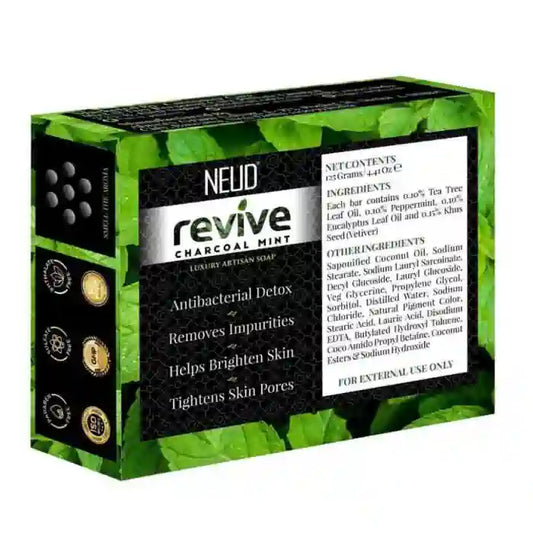 NEUD Revive Charcoal Mint Luxury Artisan pH-Balanced Vegan Handmade Soap With Tea Tree Oil, Peppermint, Eucalyptus Oil and Vetiver is Shipped Worldwide - everteen-neud.com