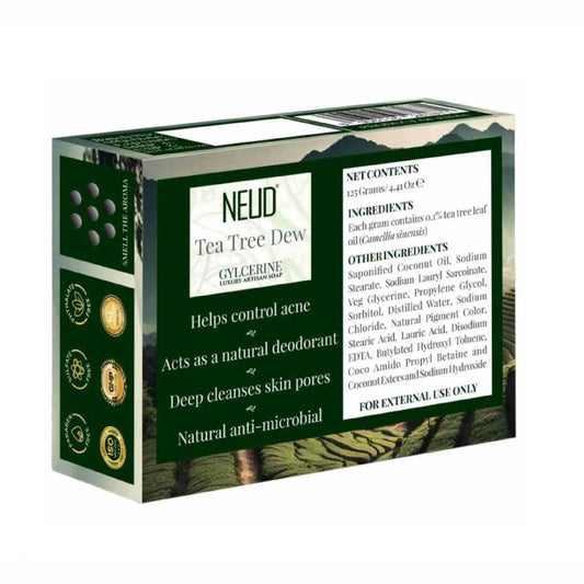 NEUD Tea Tree Dew Glycerine Luxury Artisan Handmade Soap 125g - Acts As A Natural Deodorant