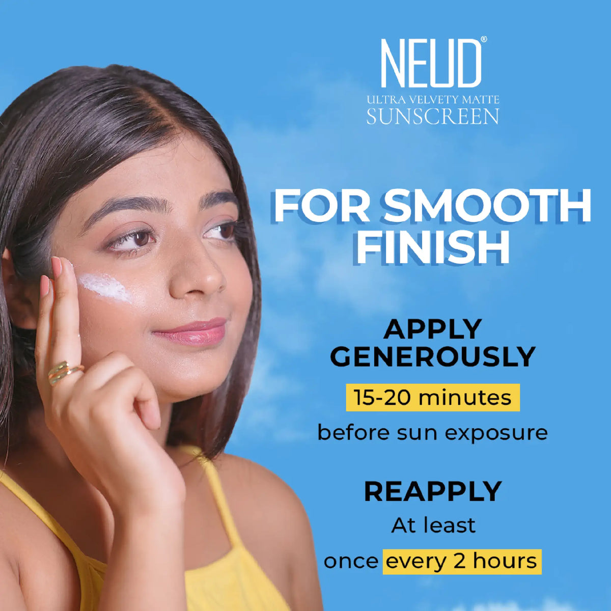 NEUD Matte Dry Touch Sunscreen – Apply 15–20 Minutes Before Sun Exposure