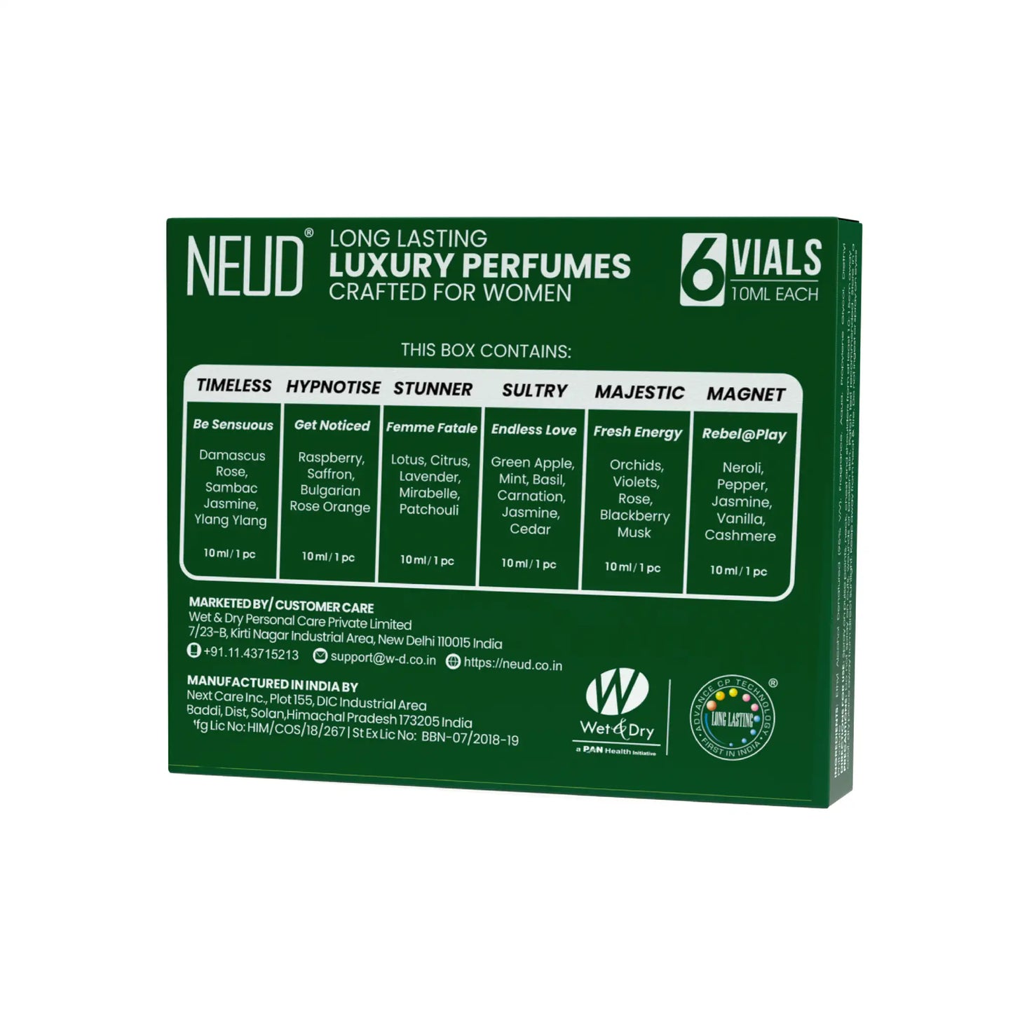 NEUD Luxury Perfumes for Women Long Lasting EDP 6 Vials x 10ml - Shipped Worldwide From India
