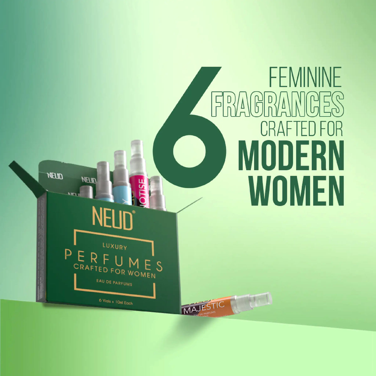 NEUD Luxury Perfumes for Women Long Lasting EDP - Each Pack Contains 6 Vials of 10ml Each For Different Occasions