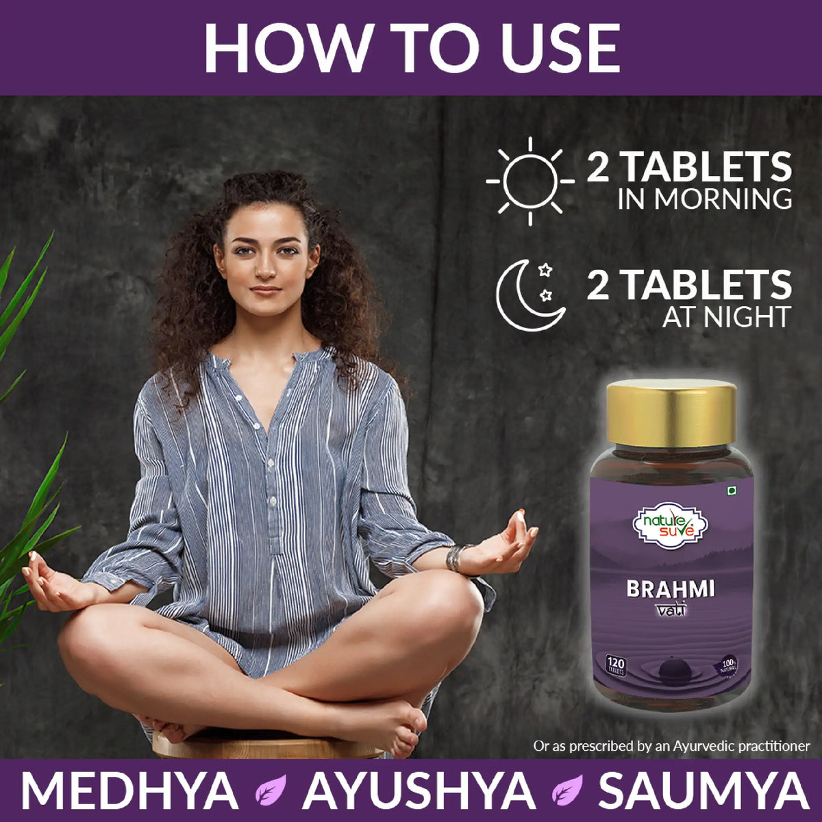 Nature Sure Brahmi Vati - Take 2 Tablets in Morning and 2 Tablets at Night