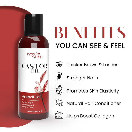 Nature Sure Castor Oil – Supports Skin Elasticity and Natural Conditioning