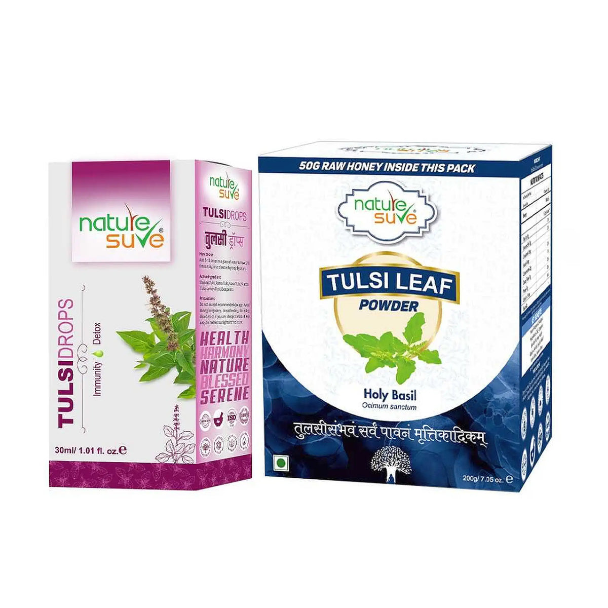Nature Sure Combo - Tulsi Drops 30ml and Tulsi Leaf Powder 200g