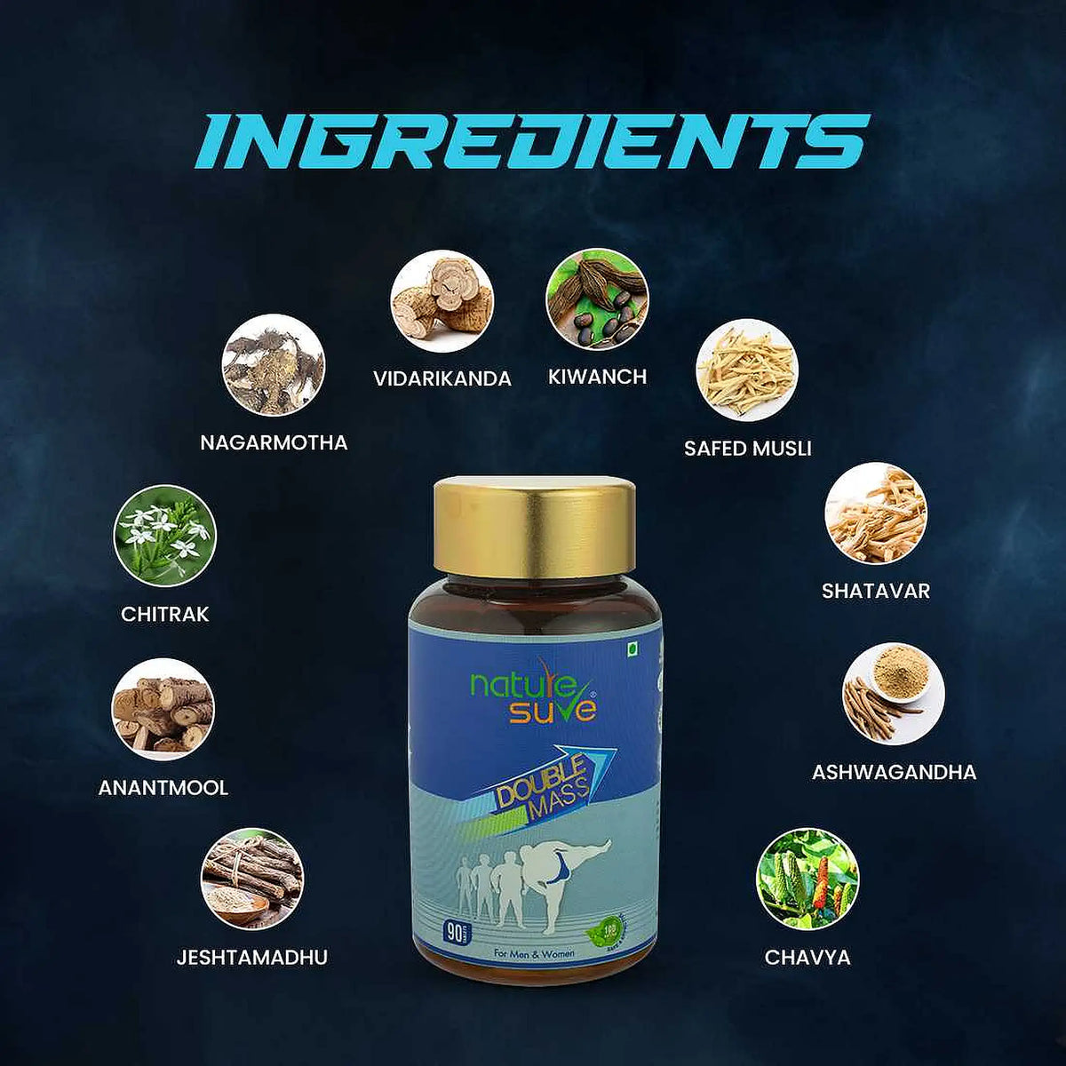 Nature Sure Double Mass – Yashtimadhu, Safed Musli, Ashwagandha, Shatavari and Ayurvedic Herbs