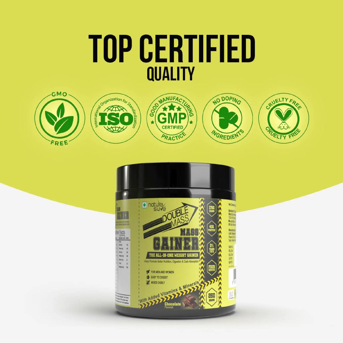 Nature Sure Double Mass Chocolate Mass Gainer – Certified Quality, No Banned Substances