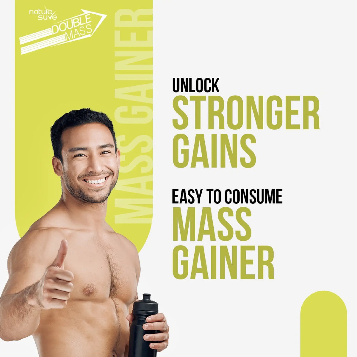 Nature Sure Double Mass Chocolate Mass Gainer – Whey Protein and Enzymes for Muscle and Weight Support