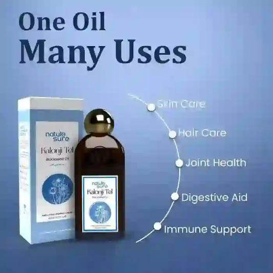 Nature Sure Kalonji Tel Cold-Pressed Black Seed Oil 150ml Has Many Uses for Skin Care, Hair Care, Joint Health, Digestive Health and Immunity - everteen-neud.com