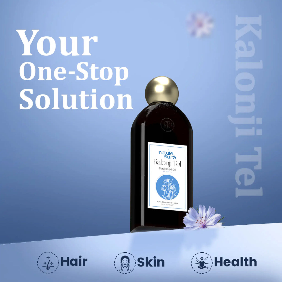 Nature Sure Kalonji Tel Cold-Pressed Black Seed Oil 150ml – Ayurvedic Oil for Hair, Skin and Wellness