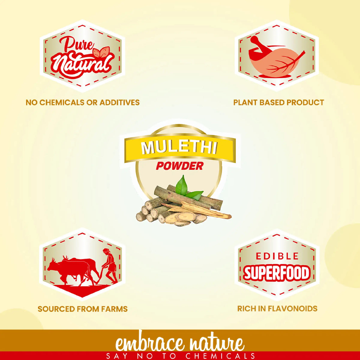 Nature Sure Mulethi Licorice Powder 100g - Plant-Based Edible Superfood Sourced From Farms