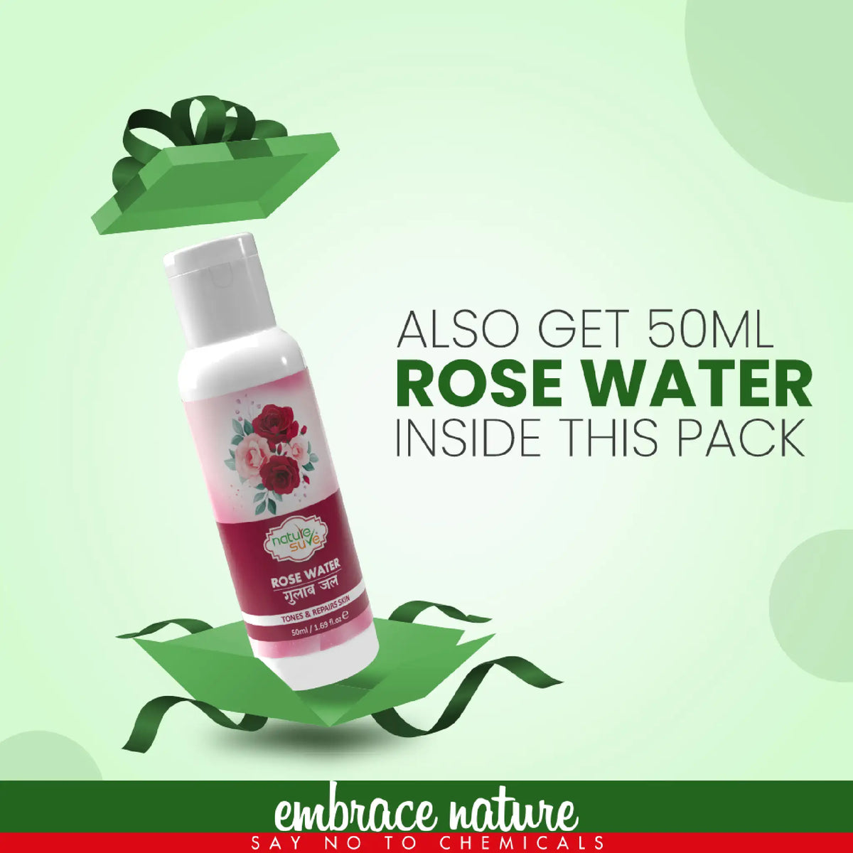 Nature Sure Neem Leaf Powder - Get 50ml Rose Water Free Inside Every Pack