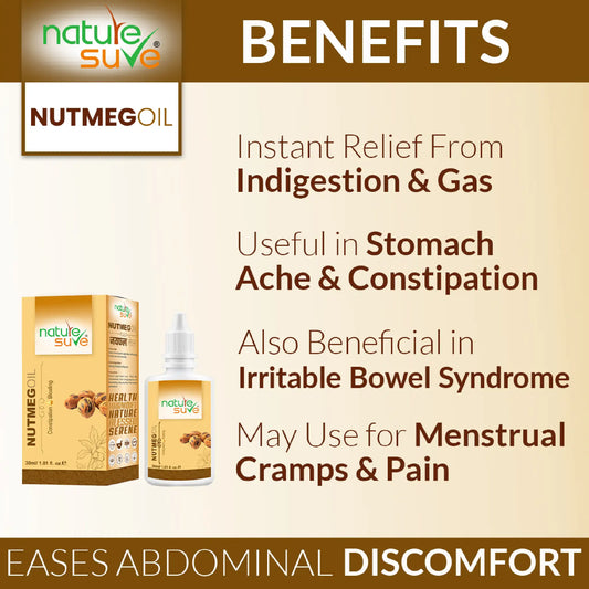 Nature Sure Nutmeg Oil - Pure Jaiphal Tail That Eases Symptoms of Bloating and Constipation