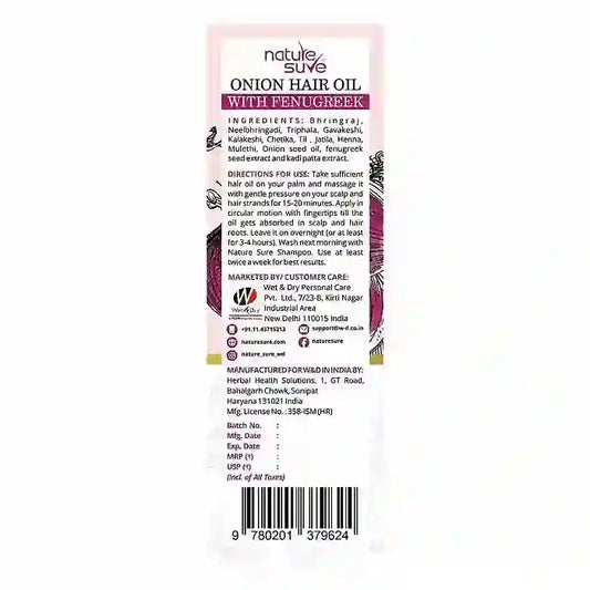 Nature Sure Onion Hair Oil 110ml with Fenugreek is Shipped Worldwide - everteen-neud.com