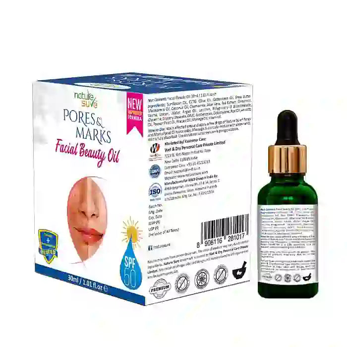 Nature Sure Pores and Marks Facial Beauty Oil 30ml with SPF 50 is Shipped Worldwide - everteen-neud.com