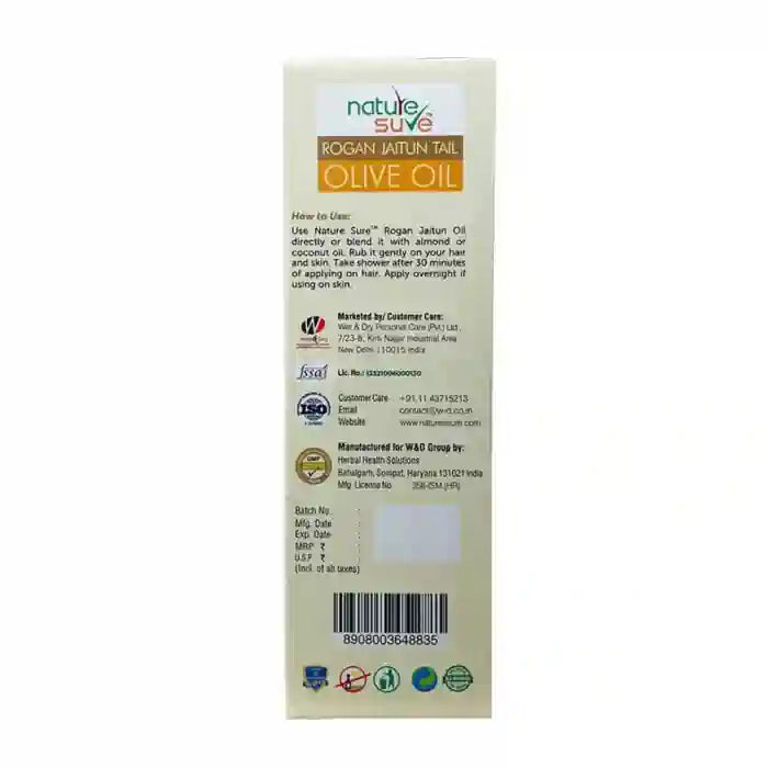 Nature Sure Rogan Jaitun Zaitoon Jaitoon Olea Olive Oil 110ml for Skin, Hair and Nail Care in Men and Women is Shipped Worldwide - everteen-neud.com