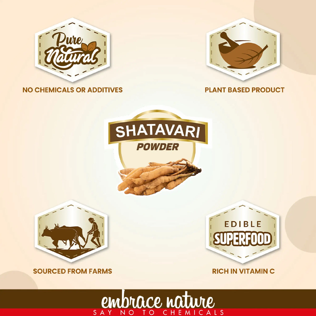 Nature Sure Shatavari Asparagus Powder 100g does not contain chemicals or additives