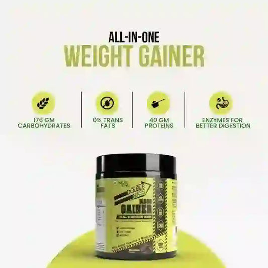 Nature Sure Double Mass Chocolate Flavored Mass Gainer 250g Pack Contains 176g Carbs, 40% Proteins, 0% Transfats and Enzymes for Better Digestion - everteen-neud.com