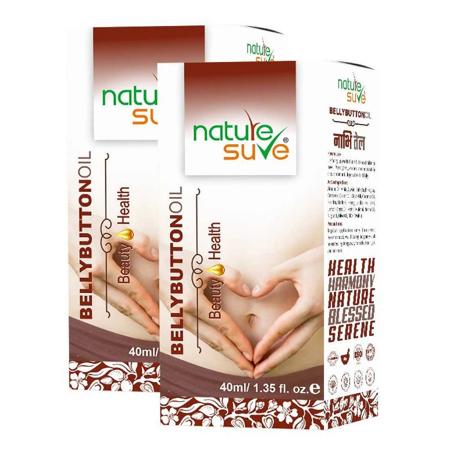 Nature Sure Belly Button Nabhi Oil 2x40ml – 22 Natural Ingredients, AYUSH-Certified