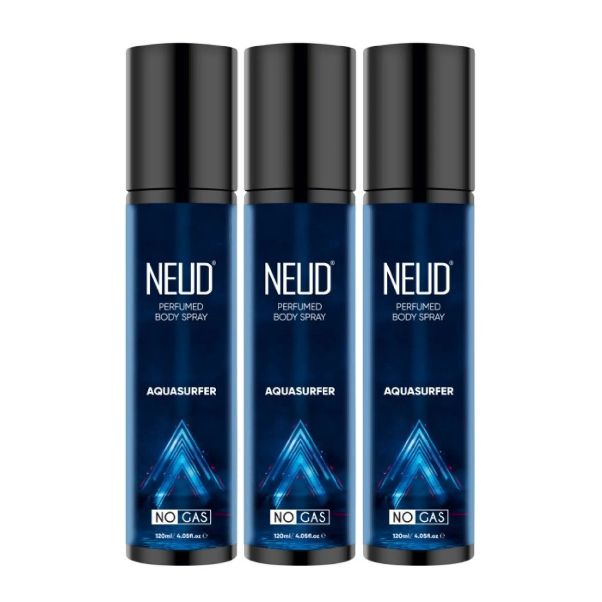 NEUD Aquasurfer Perfumed Body Spray 3x120ml – No Gas Deodorant, Long-Lasting Fragrance