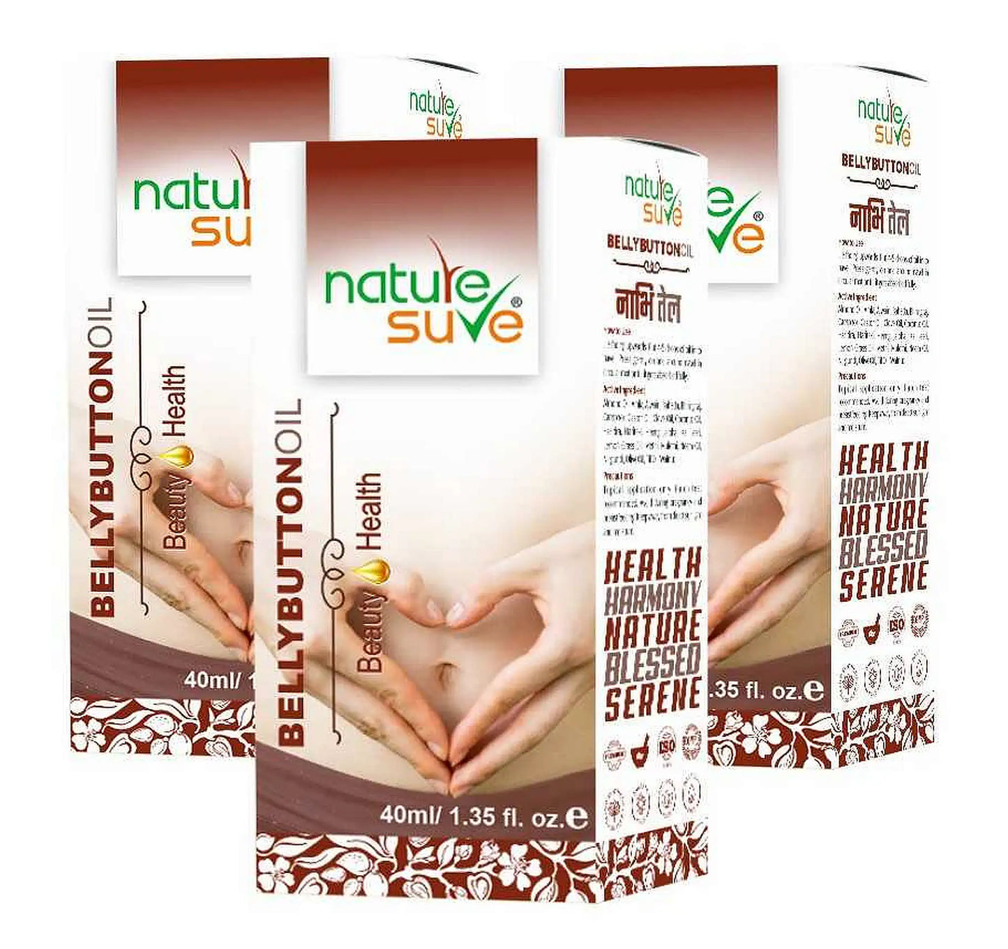 Nature Sure Belly Button Nabhi Oil for Health and Beauty - 3x40ml Pack