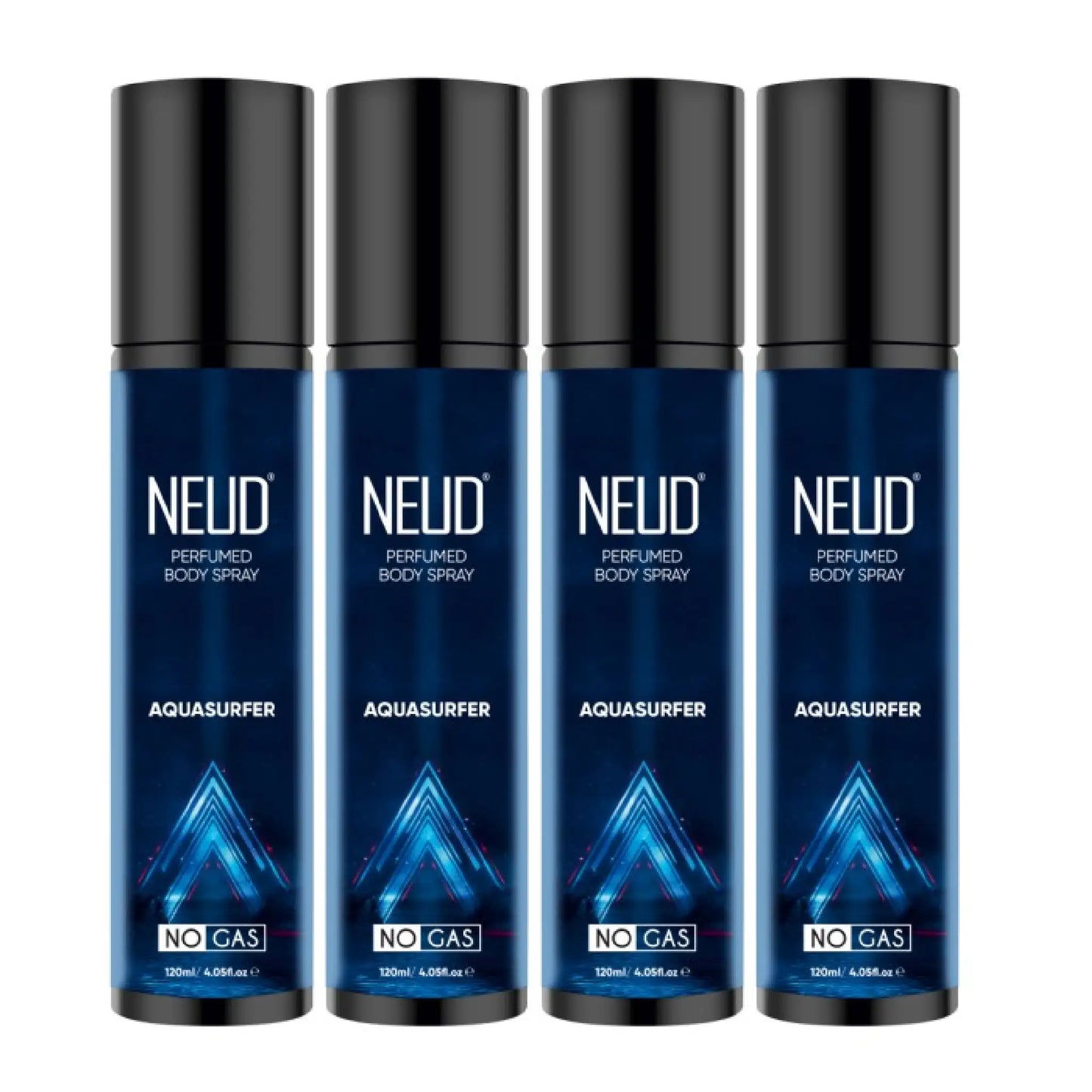 NEUD Aquasurfer Perfumed Body Spray, No Gas Deodorant - 4x120ml Bottle