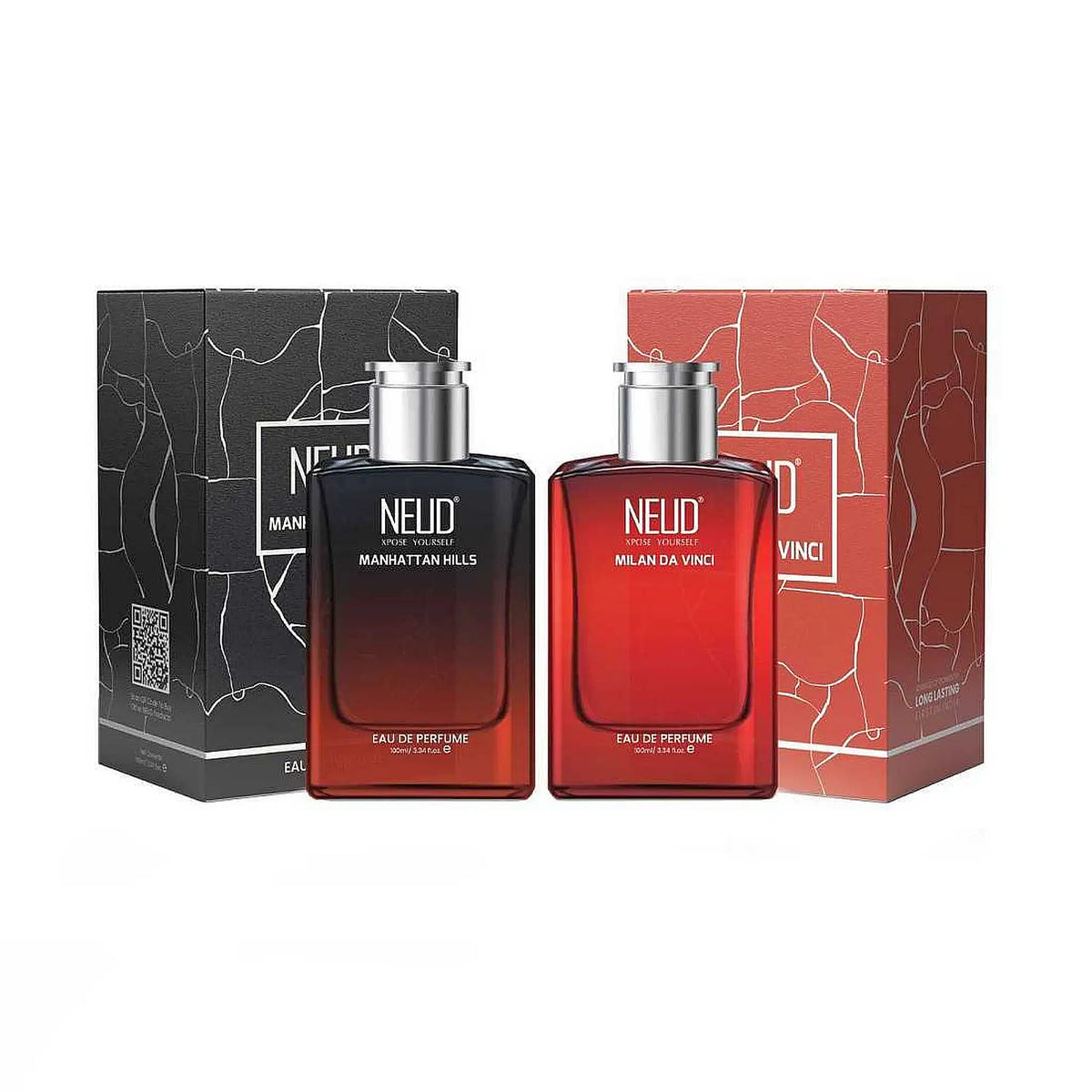 NEUD Men's Perfumes Combo - Milan Da Vinci 100ml and Manhattan Hills 100ml - Long Lasting EDP - 2 Pack Eau de Parfum Combo