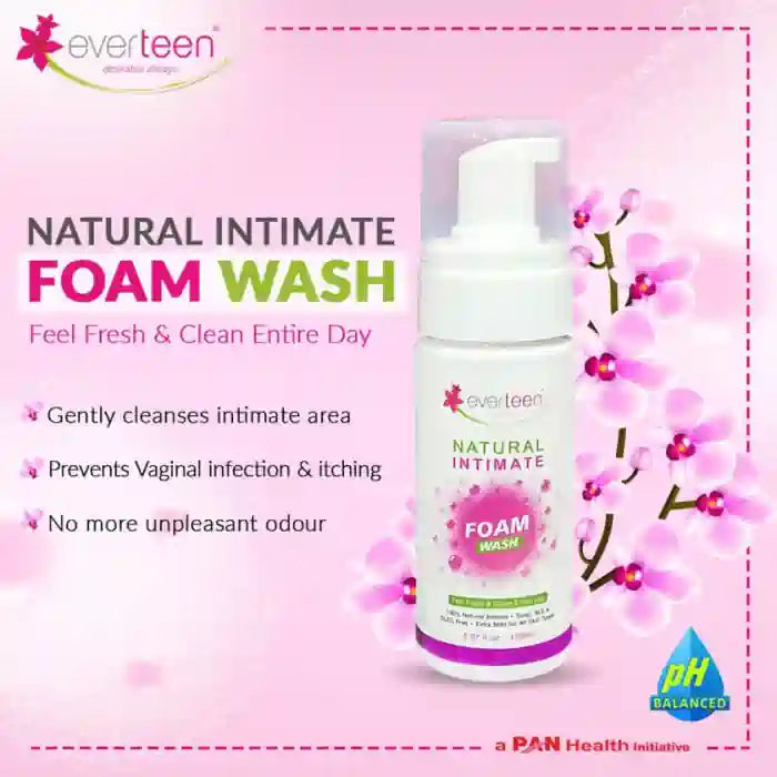 everteen Foam Natural Intimate Wash 150ml Helps Prevent Vaginal Infection and Itching In Women - everteen-neud.com