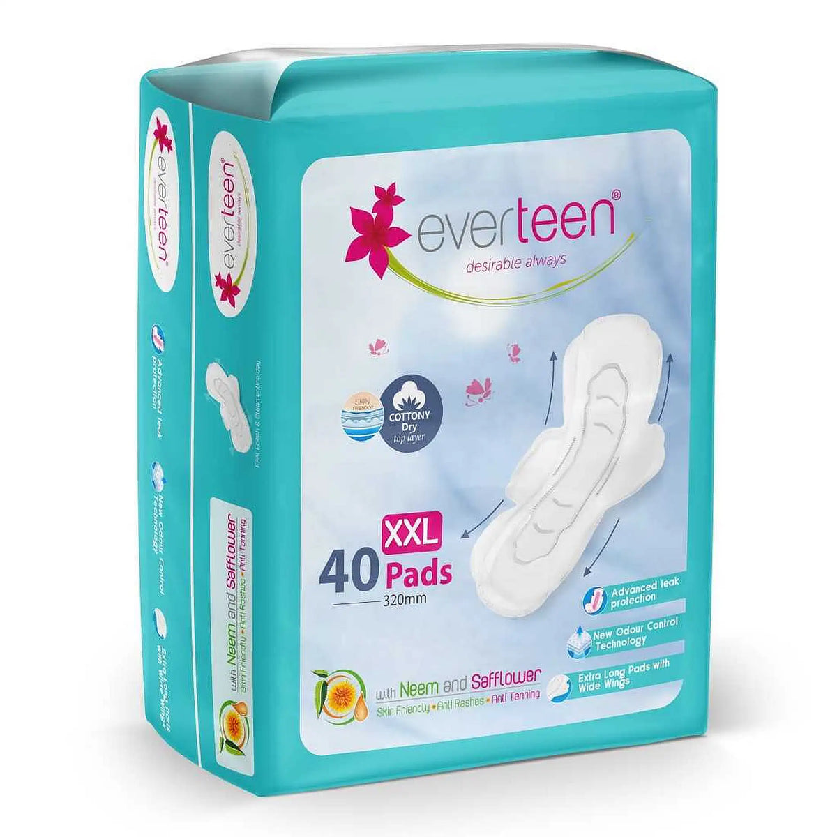 Buy everteen Dry Neem Safflower XXL Sanitary Pads - 1x40 Pads