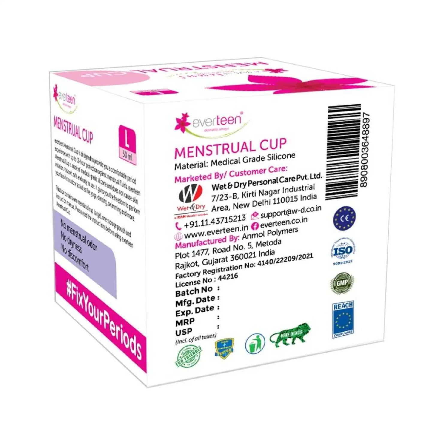 everteen Large Menstrual Cup for Periods in Women - Shipped Worldwide From India