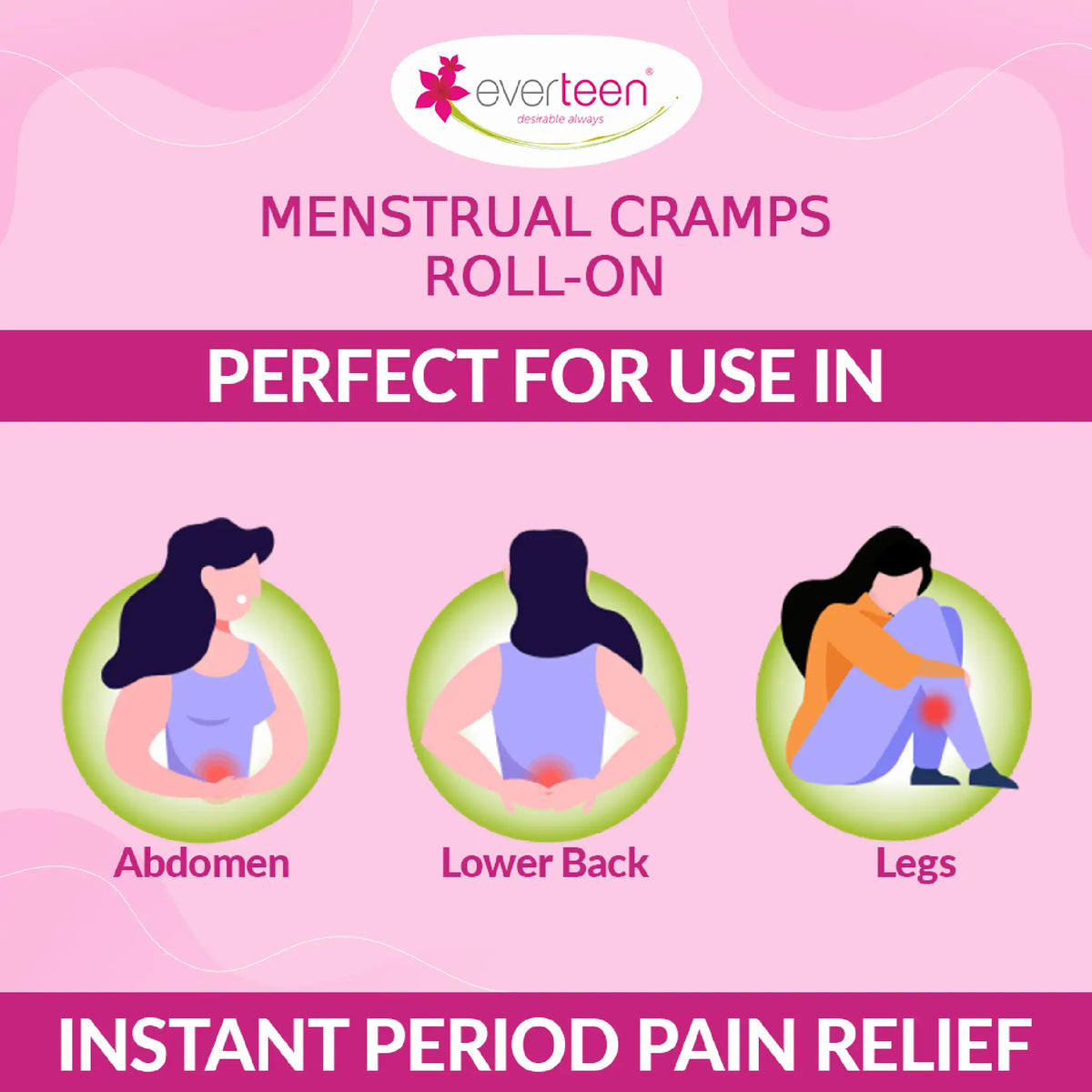 everteen Menstrual Cramps Roll-On - For Abdomen, Lower Back and Legs
