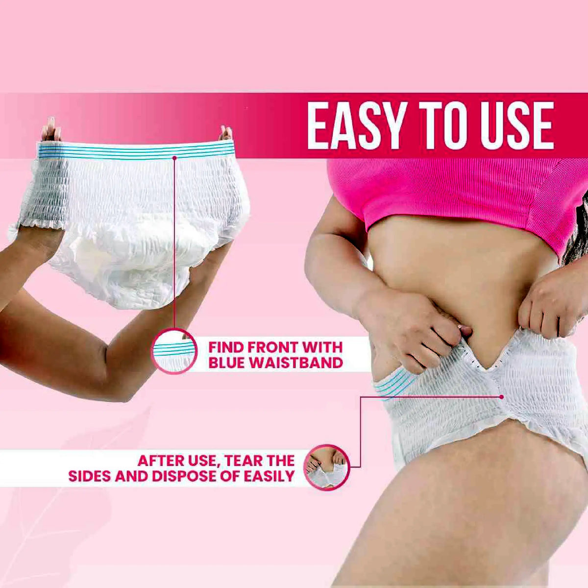 everteen Period Care Disposable Period Pants with Neem and Safflower - Easy to Wear and Dispose Of During Menstrual Periods