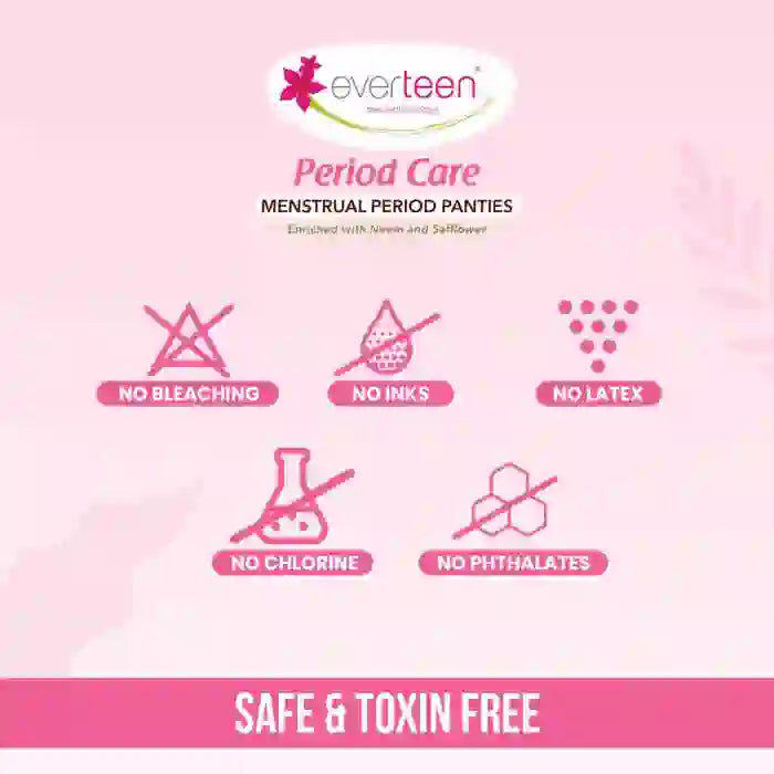everteen Period Care Disposable Period Panties – Cottony Soft, No Bleach, Inks, Latex, Chlorine or Phthalates