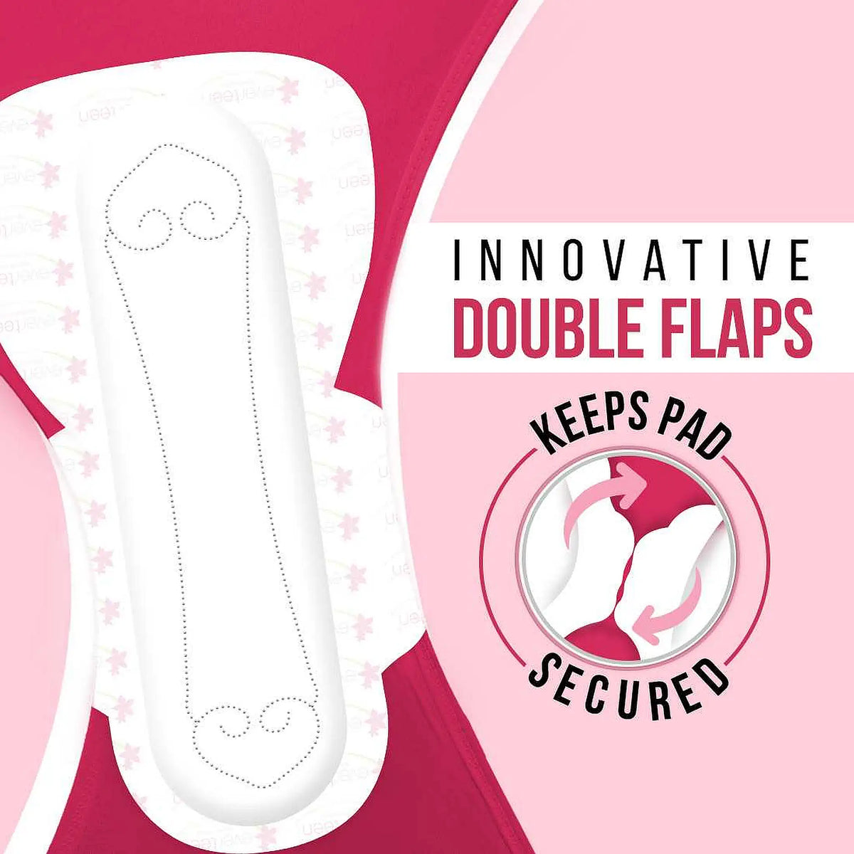 everteen XXL Sanitary Pads - Double Flap Design Keeps Pad Firmly In Place For Enhanced Side Coverage