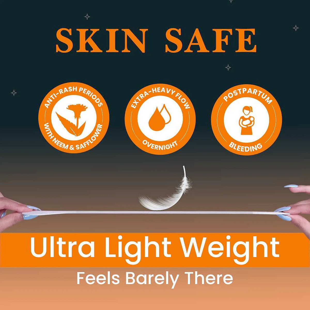 everteen Relax Nights Ultra Sanitary Pads - Ultra-Light, Skin Safe, Ideal For Overnight and Post-Partum Care