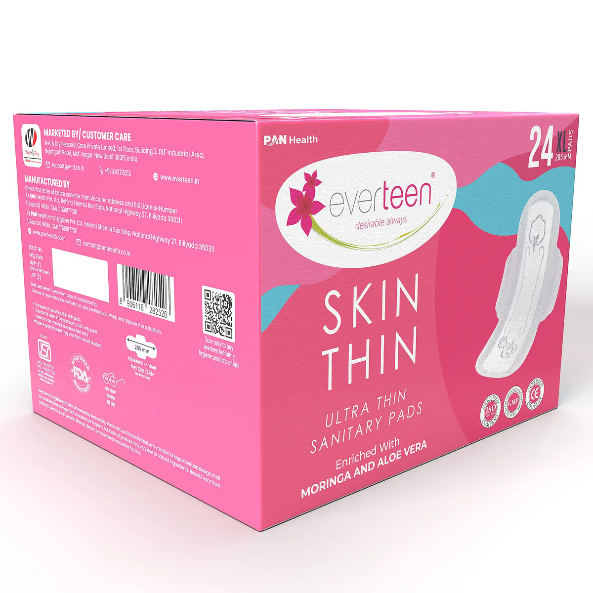 everteen SKIN THIN Ultrathin XL Sanitary Pads with Moringa and Aloe Vera