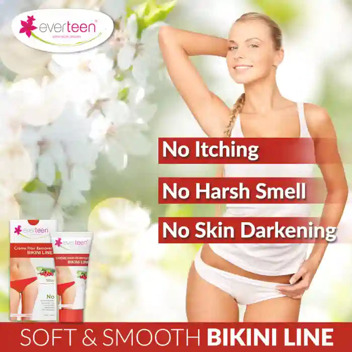 everteen Silky Bikini Line Hair Remover Cream 50g – With Cranberry and Cucumber, Gentle Formula