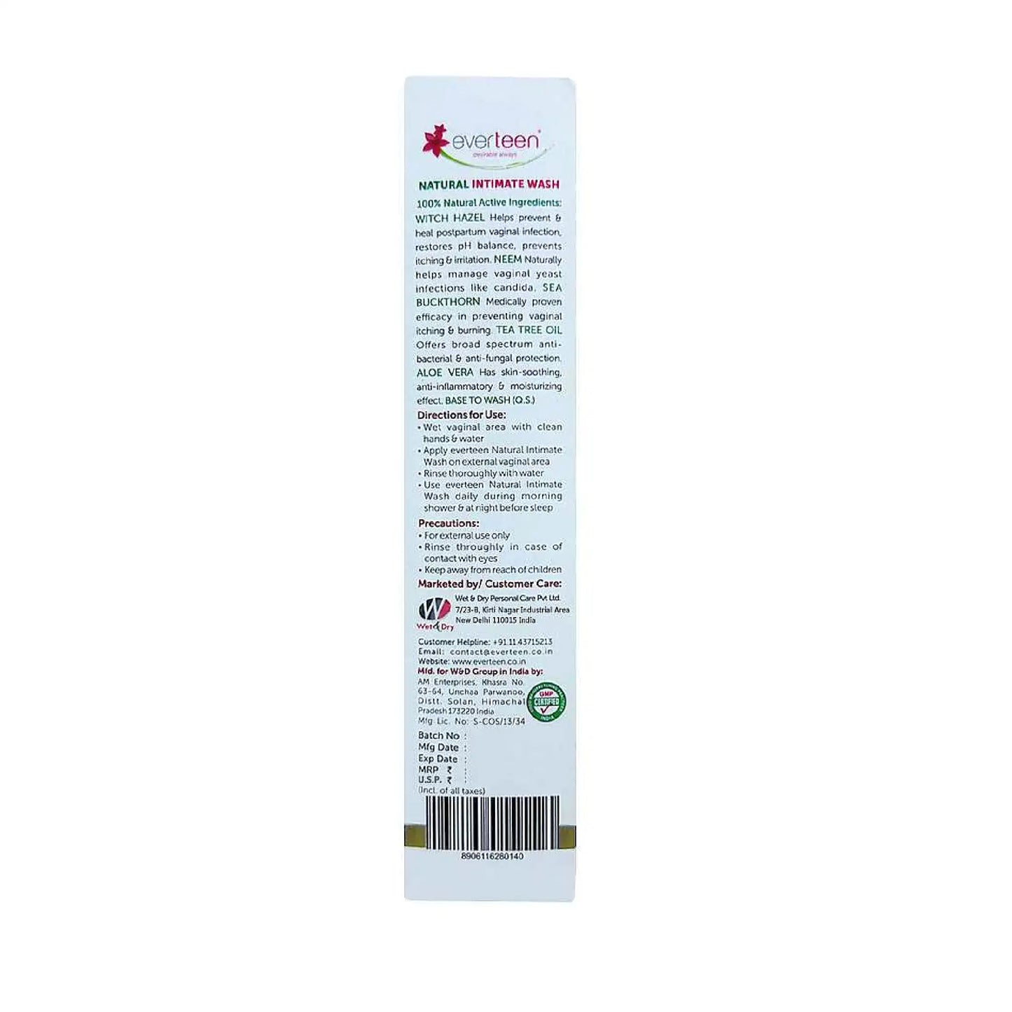 everteen Witch Hazel Intimate Wash 105ml For Moms and Elderly Women - Shipped Worldwide From India