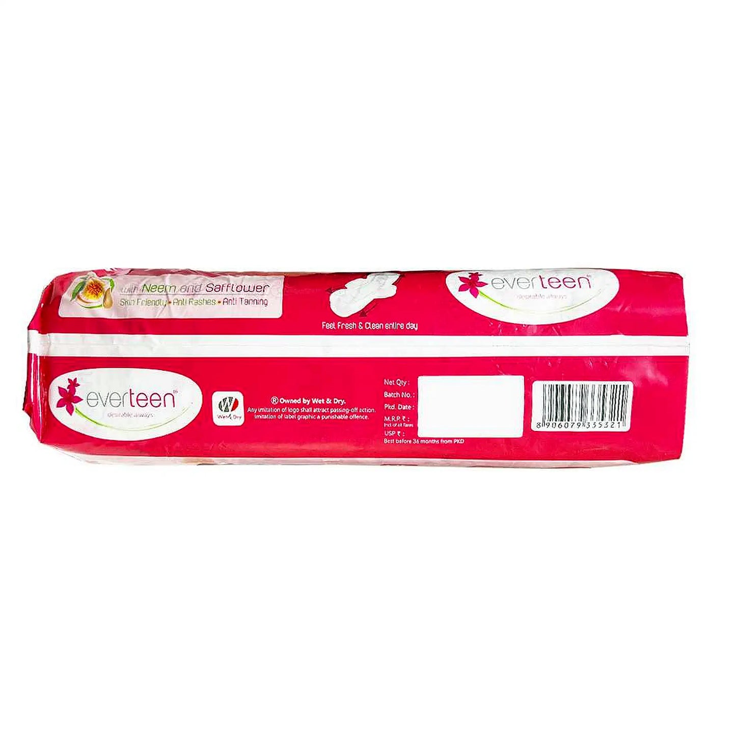 everteen XL Soft Sanitary Pads 20 Pack – Neem and Safflower, Ships Worldwide