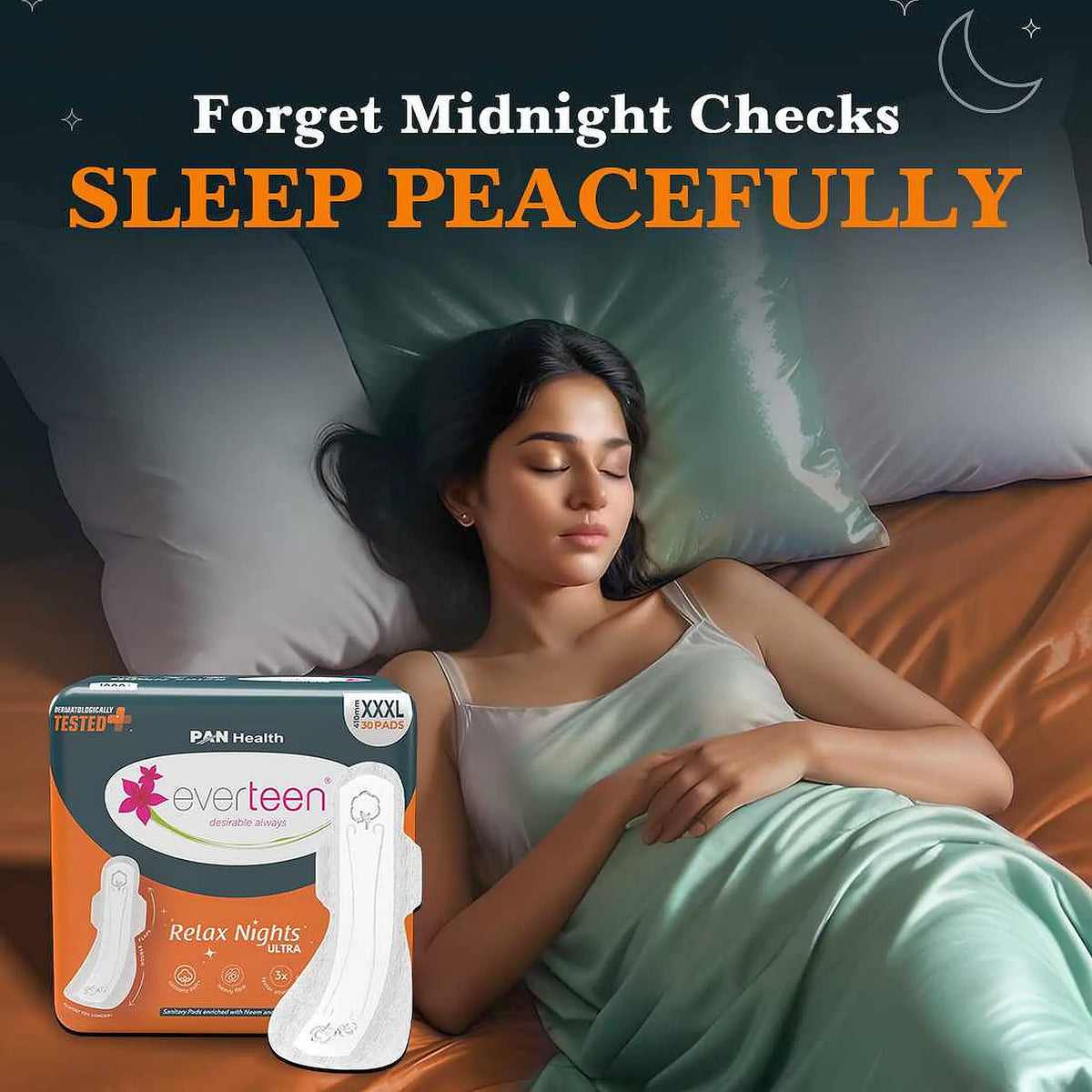 everteen Relax Nights Ultra XXXL Sanitary Pads – 410mm Overnight Protection with Neem and Safflower